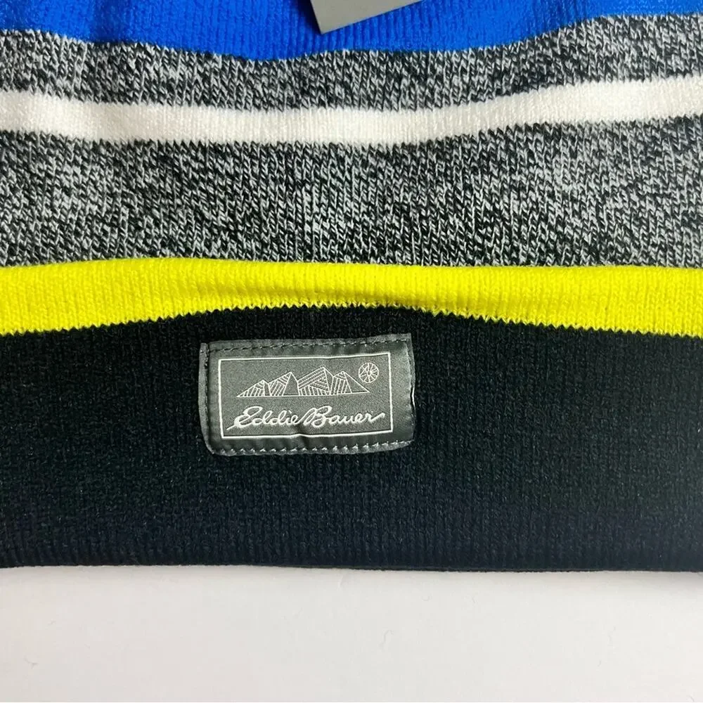 Eddie Bauer Boys Onyx  Sonoma Pom Cold Weather Winter  Hat Sz M/L
